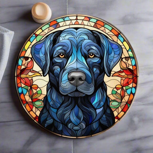 Labrador Black Glass Suncatcher Worktop Saver